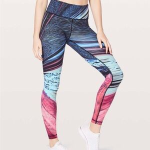 $128 Lululemon Leggings Women’s 4 Speed Wunder Tight Nulux Electrobeam Multi